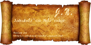 Jakubács Nándor névjegykártya
