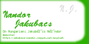 nandor jakubacs business card